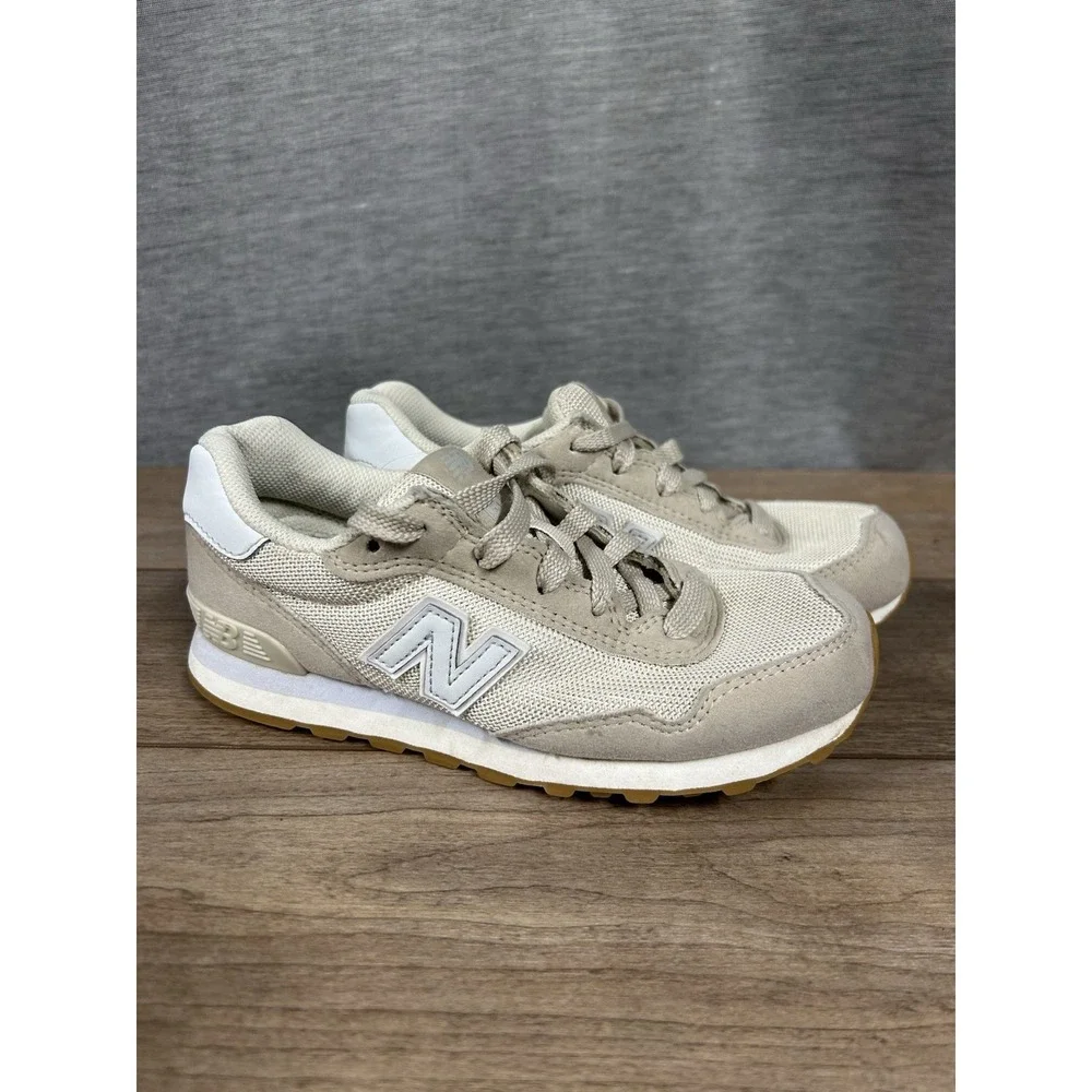 New Balance Kids Size 1 Model 515 Casual Shoes Cream/ Gray With Blue